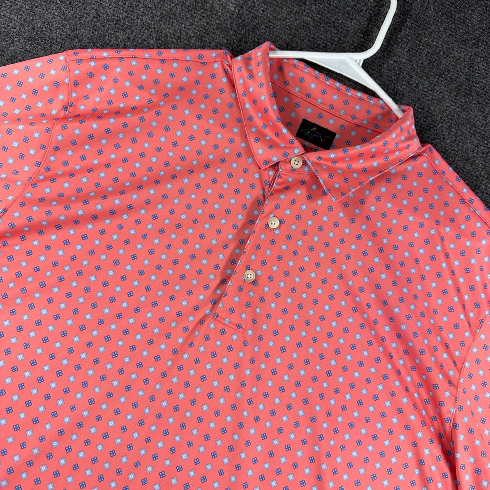 Greg Norman Polo Shirt Mens XL Extra Large Pink Geometric Play Dry Golf Casual